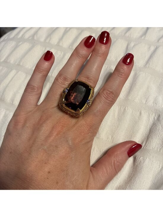 Fashion Jewelry Jewelry - Chunky Large Purple Crystal Gold Metal Ring Adjustable Fashion Royal Jewelry